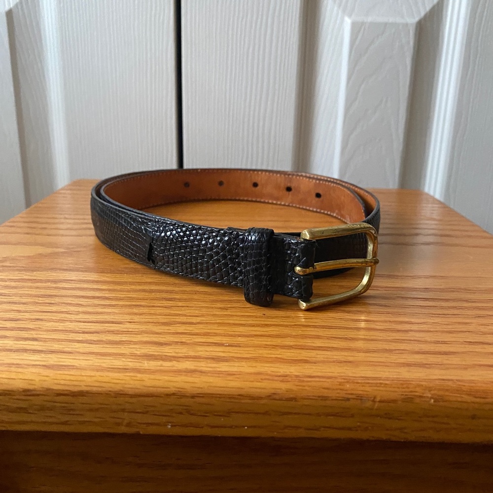 Brighton Black Genuine Lizard and Leather‎ Belt SZ 32